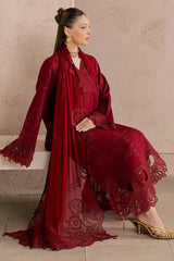 WINTER-3PC DHANAK EMBROIDERED SHIRT WITH DHANAK EMBROIDERED SHAWL AND TROUSER-5305