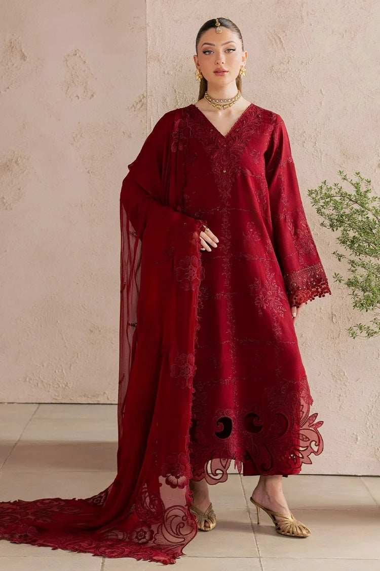 WINTER-3PC DHANAK EMBROIDERED SHIRT WITH DHANAK EMBROIDERED SHAWL AND TROUSER-5305