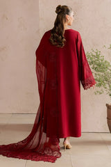 WINTER-3PC DHANAK EMBROIDERED SHIRT WITH DHANAK EMBROIDERED SHAWL AND TROUSER-5305