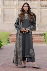 WINTER-3PC DHANAK EMBROIDERED SHIRT WITH COURTRAI PRINTED SHAWL & TROUSER-4359