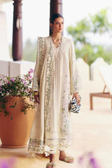 SUMMER-3PC LAWN CHIKAANKARI EMBROIDERED SHIRT WITH KHADDI NET EMBROIDERED DUPATTA AND TROUSER-4719