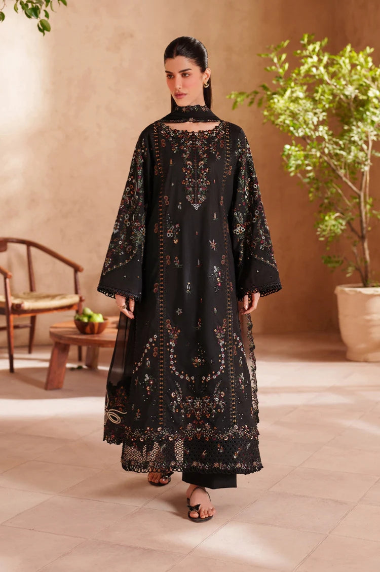 SUMMER-3PC LAWN EMBROIDERED SHIRT WITH CHIFFON EMBROIDERED DUPATTA AND TROUSER-4849