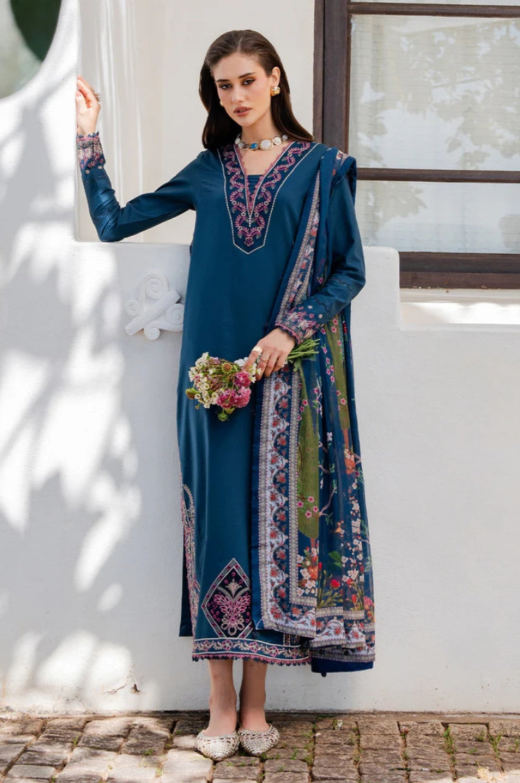 SUMMER-3PC LAWN EMBROIDERED SHIRT WITH CHIFFON PRINTED DUPATTA AND TROUSER-4846