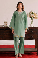 WINTER-2PIECE DHANAK EMBROIDERED SHIRT WITH DHANAK EMB TROUSER-15068