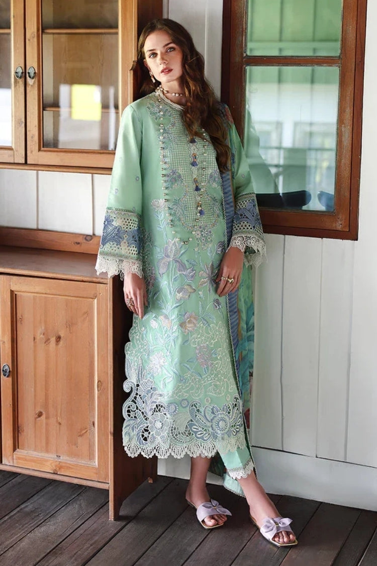 WINTER-3PC DHANAK HEAVY EMBROIDERED SHIRT WITH COURTRAI WOOL PRINTED DUPATTA AND TROUSER-5084