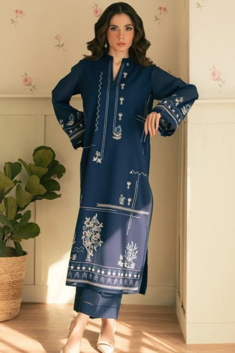 WINTER-2PIECE DHANAK EMBROIDERED SHIRT WITH DHANAK EMB TROUSER-15072