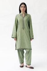 WINTER-2PC DHANAK EMBROIDERED SHIRT WITH EMBROIDERED TROUSER-15049