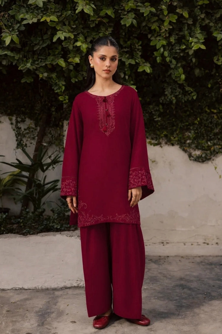 WINTER-2PIECE DHANAK EMBROIDERED SHIRT WITH DHANAK EMB TROUSER-15132