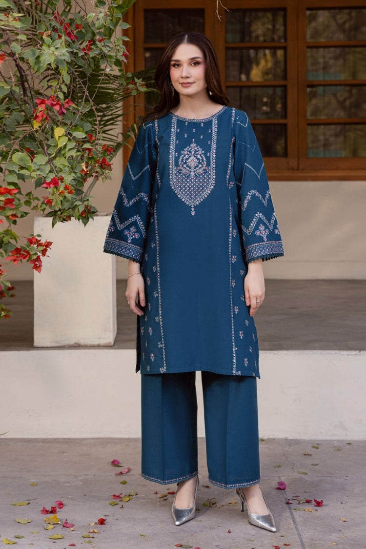 WINTER-2PIECE DHANAK EMBROIDERED SHIRT WITH DHANAK EMB TROUSER-15042
