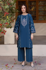 WINTER-2PIECE DHANAK EMBROIDERED SHIRT WITH DHANAK EMB TROUSER-15042