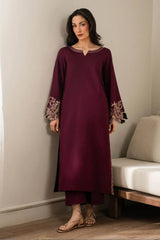 WINTER-2PIECE DHANAK EMBROIDERED SHIRT WITH DHANAK EMB TROUSER-15074