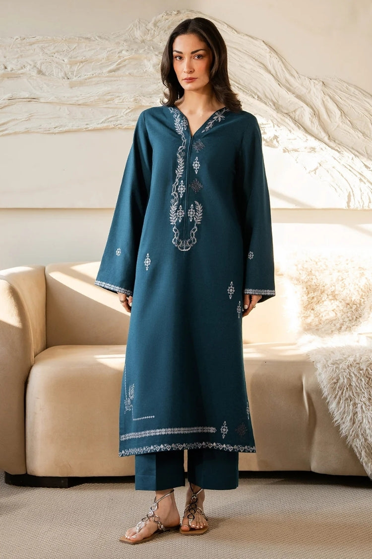 WINTER-2PIECE DHANAK EMBROIDERED SHIRT WITH DHANAK EMB TROUSER-15083