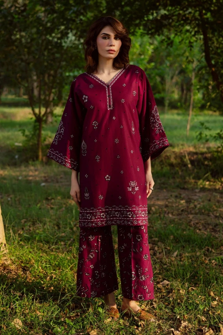WINTER-2PIECE DHANAK EMBROIDERED SHIRT WITH DHANAK EMB TROUSER-15087
