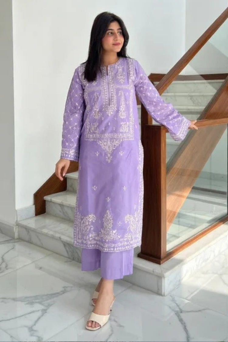 WINTER-2PIECE DHANAK EMBROIDERED SHIRT WITH DHANAK EMB TROUSER-15054