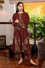 WINTER-2PIECE DHANAK EMBROIDERED SHIRT WITH DHANAK EMB TROUSER-15090