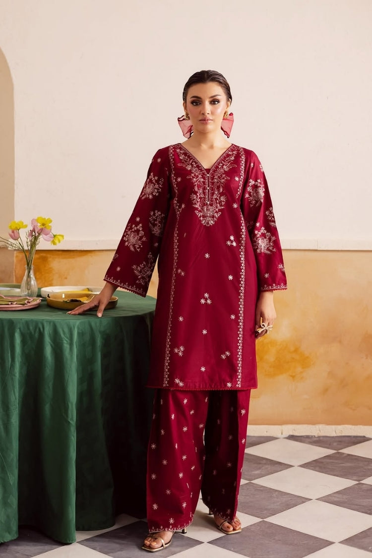 WINTER-2PC DHANAK EMBROIDERED SHIRT WITH EMBROIDERED TROUSER-15043