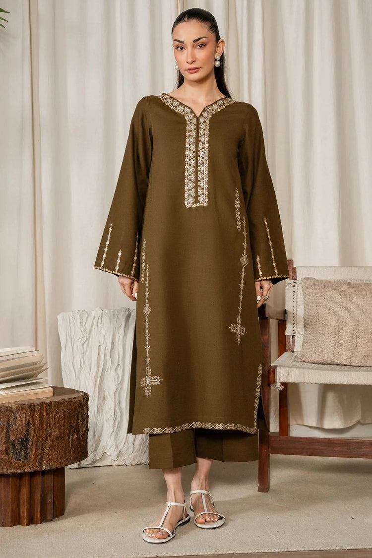 WINTER-2PIECE DHANAK EMBROIDERED SHIRT WITH DHANAK EMB TROUSER-15078