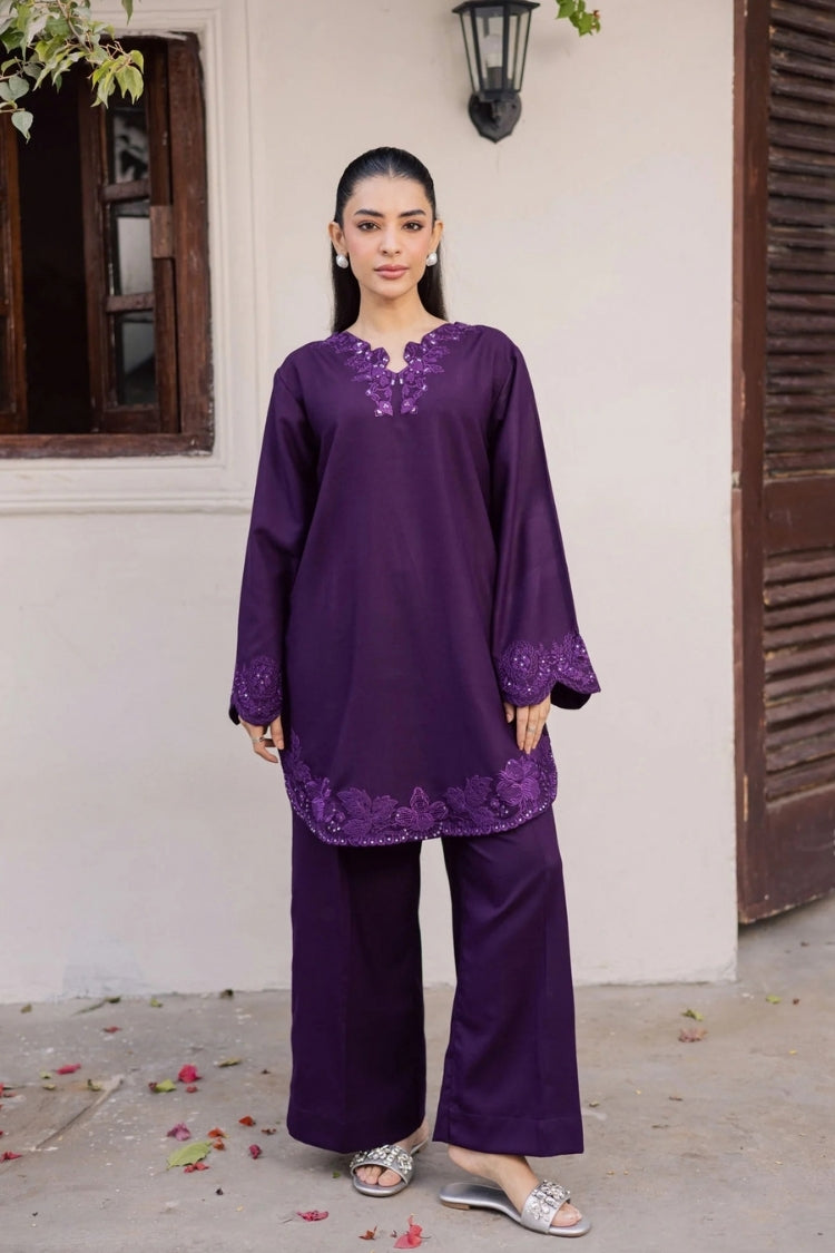 WINTER-2PIECE DHANAK EMBROIDERED SHIRT WITH DHANAK EMB TROUSER-15135
