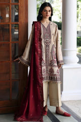 WINTER-3PC DHANAK EMBROIDERED SHIRT WITH DHANAK EMBROIDERED SHAWL AND EMB TROUSER-5169