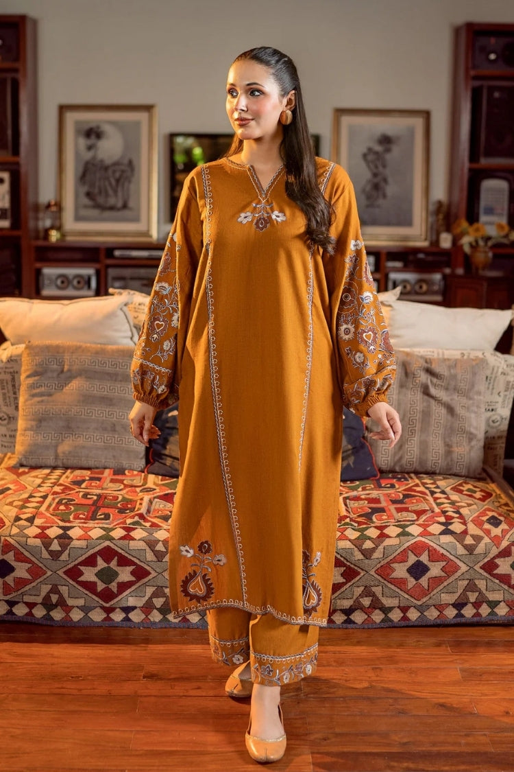 WINTER-2PC DHANAK EMBROIDERED SHIRT WITH EMBROIDERED TROUSER-15052