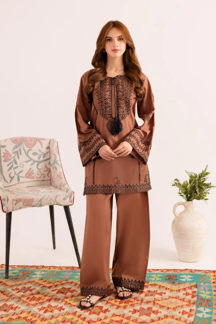 WINTER-2PIECE DHANAK EMBROIDERED SHIRT WITH DHANAK EMB TROUSER-15120