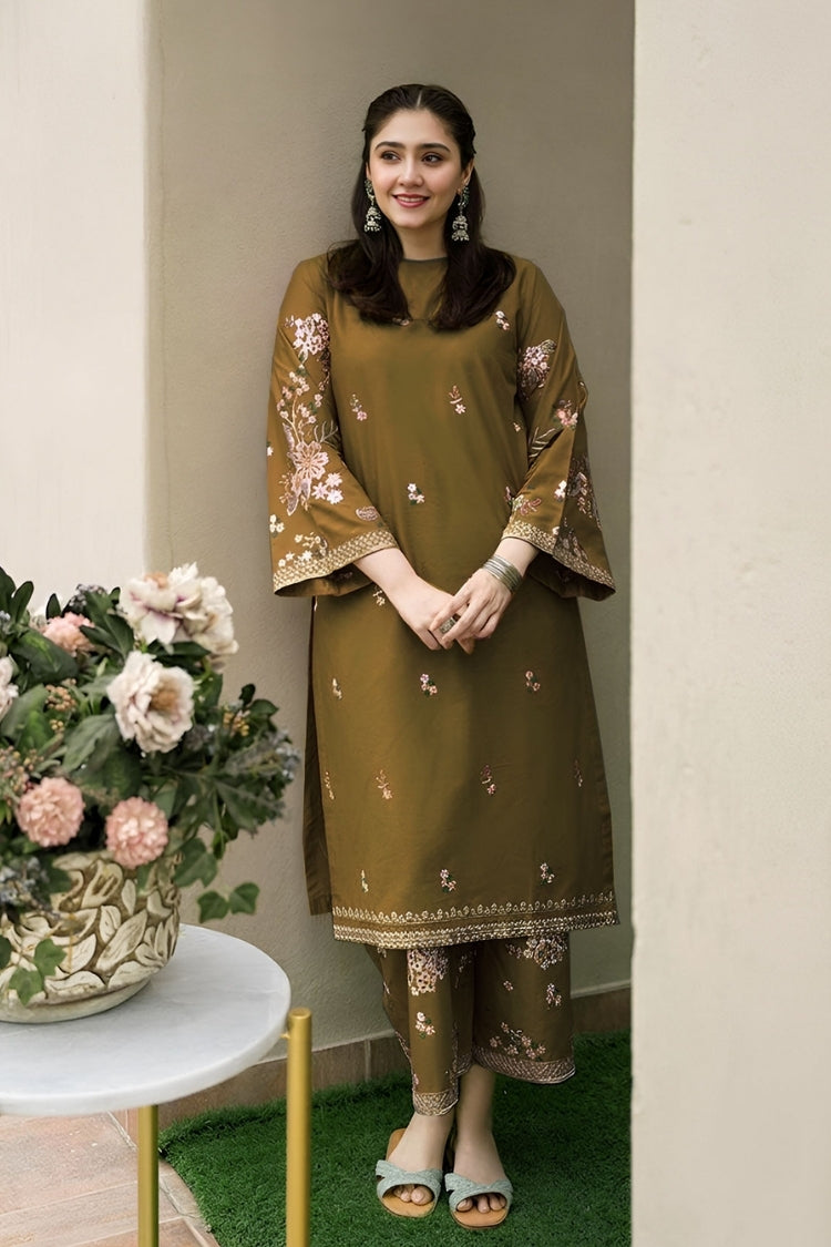 WINTER-2PIECE DHANAK EMBROIDERED SHIRT WITH DHANAK EMB TROUSER-15121