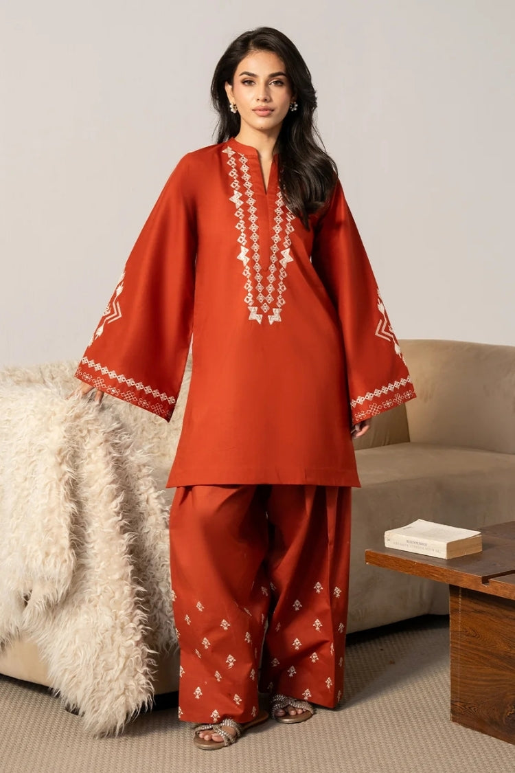 WINTER-2PIECE DHANAK EMBROIDERED SHIRT WITH DHANAK EMB TROUSER-15073