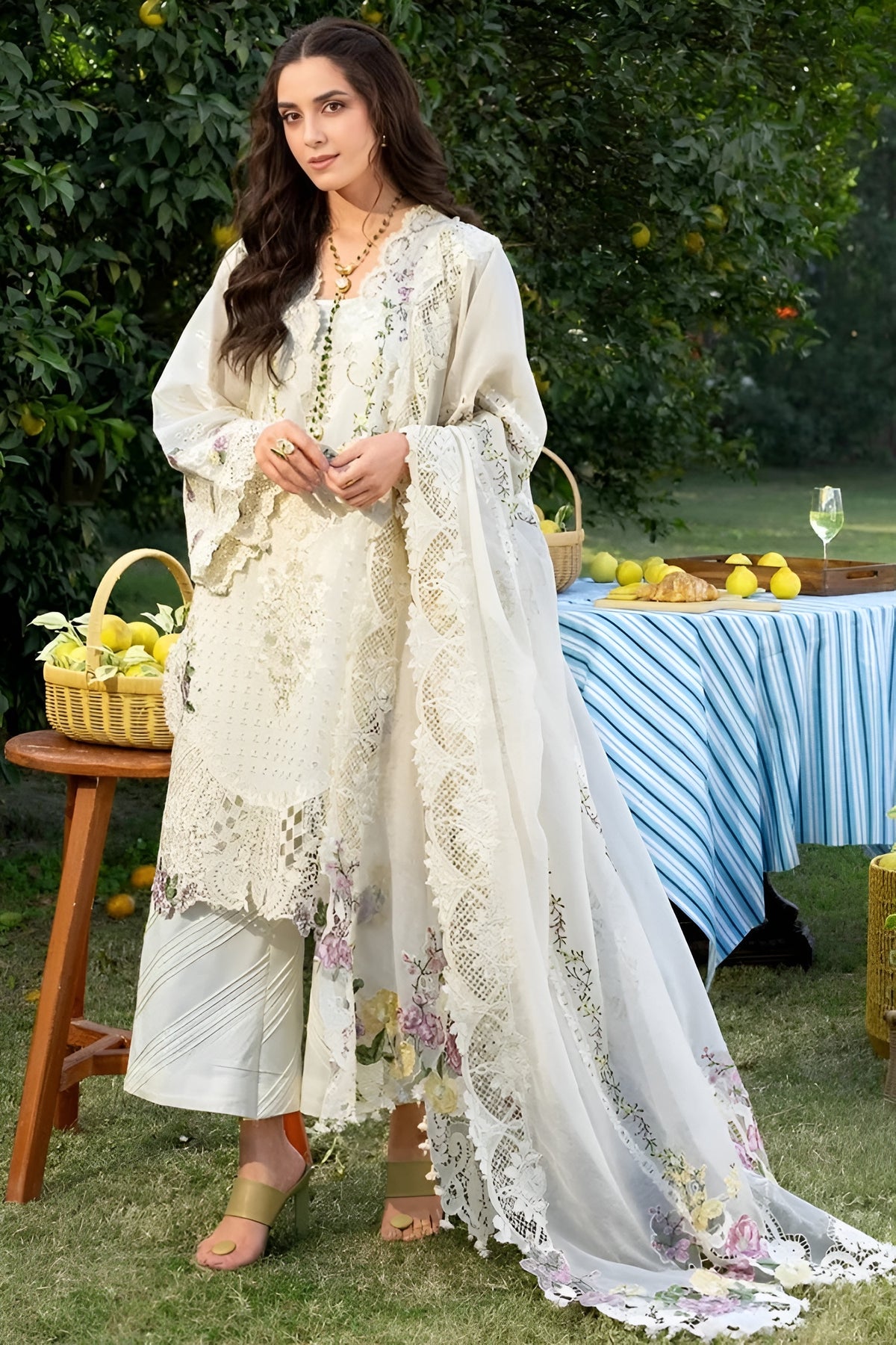 WINTER-3PC DHANAK EMBROIDERED SHIRT WITH DHANAK EMB SHAWL AND TROUSER-5217