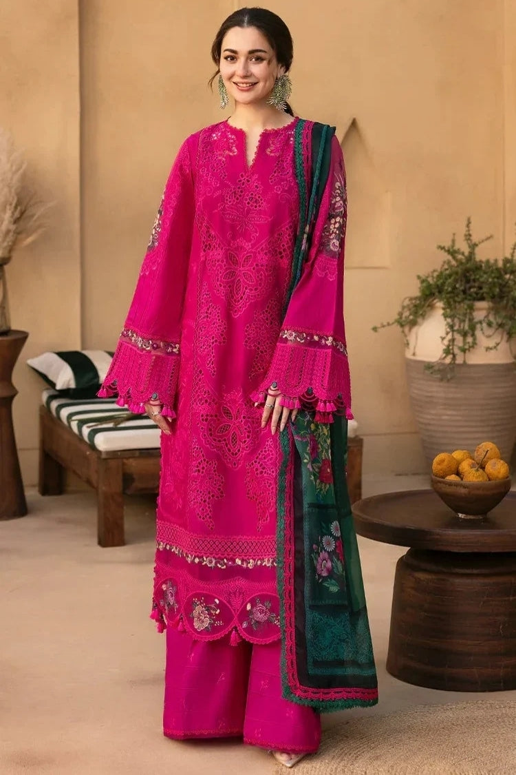 WINTER-3PC DHANAK CHIKANKAARI EMBROIDERED SHIRT WITH WOOL PRINTED SHAWL AND TROUSER-5134