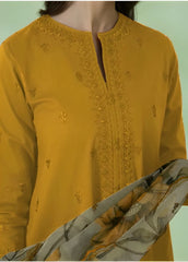 WINTER-3PC DHANAK EMBROIDERED SHIRT WITH COURTRAI PRINTED SHAWL AND TROUSER-4048