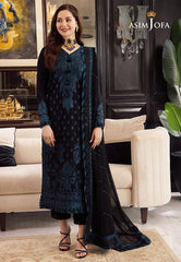 ASIM JOFA- 3PC DHANAK EMBROIDERED SHIRT WITH BAMBER DHANAK EMBROIDERED SHAWL & TROUSER-BIC-4078