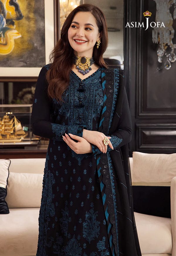ASIM JOFA- 3PC DHANAK EMBROIDERED SHIRT WITH BAMBER DHANAK EMBROIDERED SHAWL & TROUSER-BIC-4078