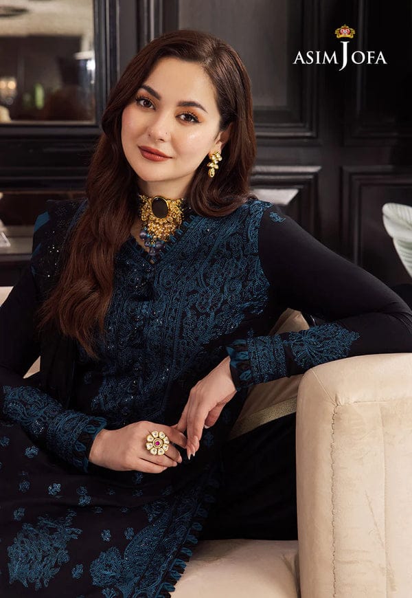ASIM JOFA- 3PC DHANAK EMBROIDERED SHIRT WITH BAMBER DHANAK EMBROIDERED SHAWL & TROUSER-BIC-4078