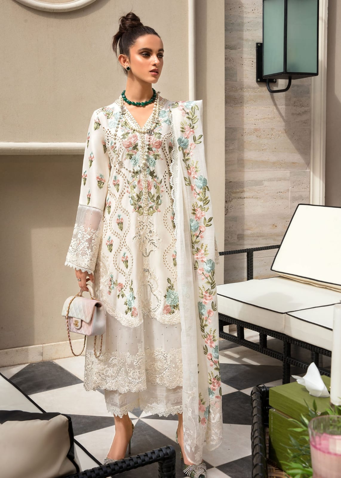 SUMMER- 3PC LAWN EMBROIDERED WITH CHIFFON EMBROIDERED DUPATTA -3586