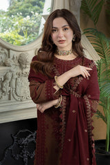 WINTER-3PC DHANAK EMBROIDERED SHIRT WITH DHANAK EMBROIDERED SHAWL AND TROUSER-5001