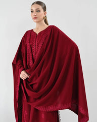 WINTER_3PC DHANAK EMBROIDERED SHIRT WITH DHANAK EMBROIDERED SHAWL AND TROUSER-5271