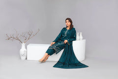 WINTER-3PC Dhanak Embroidered Shirt with Velvet Dhanak Shawl and Trouser-Z