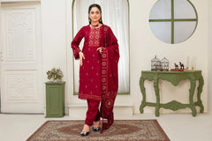 WINTER-3PC DHANAK EMBROIDERED SHIRT WITH HEAVY CUTWORK EMBROIDERED DHANAK SHAWL AND TROUSER-1514