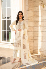 WINTER-3PC DHANAK EMBROIDERED SHIRT WITH DHANAK HEAVY CUTWORK EMBROIDERED SHAWL -1523