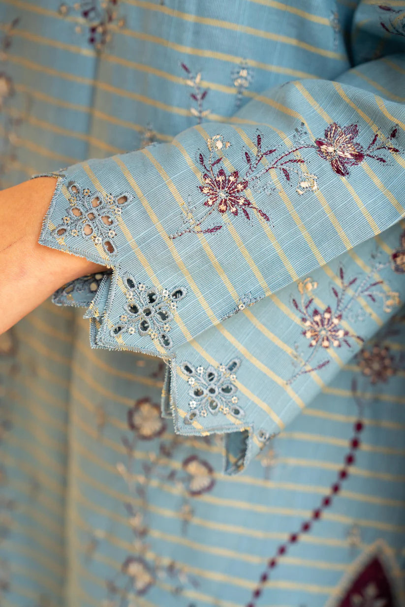 WINTER-3PC KHADDAR EMBROIDERED SHIRT WITH VELVET EMBROIDERED READY TO WEAR SHAWL-1522
