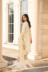 WINTER-3PC DHANAK EMBROIDERED SHIRT WITH DHANAK HEAVY CUTWORK EMBROIDERED SHAWL -1523