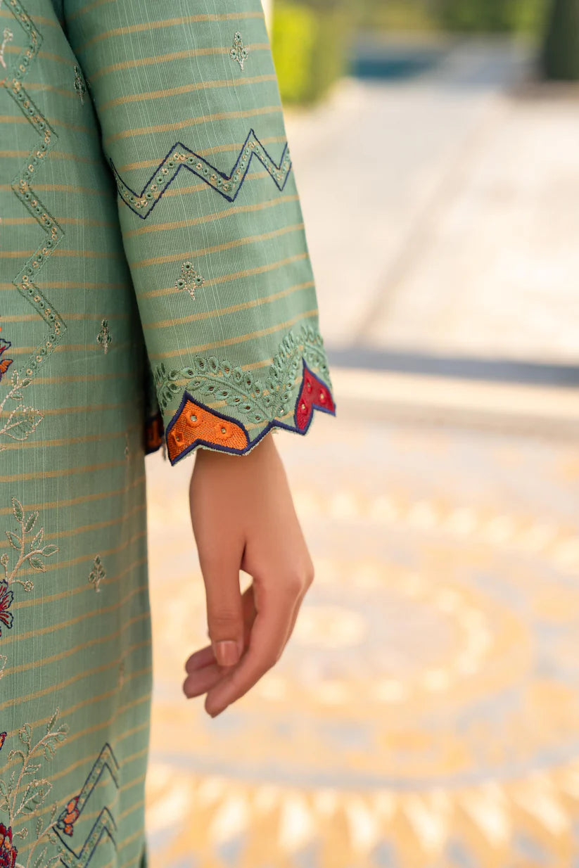 WINTER-3PC KHADDAR EMBROIDERED SHIRT WITH VELVET EMBROIDERED READY TO WEAR SHAWL-1525