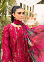 SUMMER-3PC LAWN CHIKANKARI EMBROIDERED SHIRT WITH CHIFOON PRINTED DUPATTA AND EMB TROUSER-4736