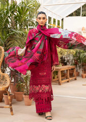 SUMMER-3PC LAWN CHIKANKARI EMBROIDERED SHIRT WITH CHIFOON PRINTED DUPATTA AND EMB TROUSER-4736