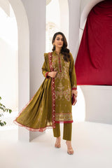 SUMMER-3PC LAWN EMBROIDERED SHIRT WITH LAWN EMBROIDERED READY TO WEAR DUPATTA-G01