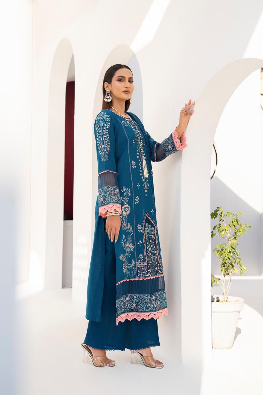 SUMMER-3PC LAWN EMBROIDERED SHIRT WITH LAWN EMBROIDERED READY TO WEAR DUPATTA-04