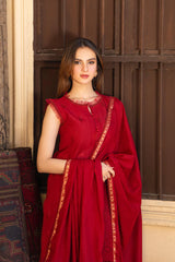 SUMMER-3PC LAWN CHIKENKARI EMBROIDERED SHIRT WITH LAWN JAQUARD PRINT DUPATTA-5400