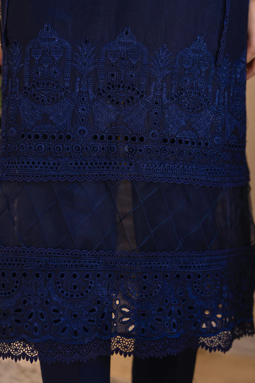 SUMMER-3PC LAWN CHIKENKARI EMBROIDERED SHIRT WITH LAWN JAQUARD PRINT DUPATTA -5300