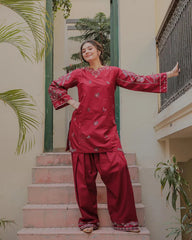 WINTER-2PC DHANAK EMBROIDERED SHIRT AND EMBROIDRED TROUSER-126