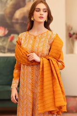 SUMMER- 3PC LAWN CHIKENKAARI EMBROIDERED SHIRT WITH LAWN TUBE SLUB DUPATTA AND TROUSER-5290